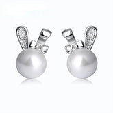 Pearl Bunny Silver Studs Earrings for Women